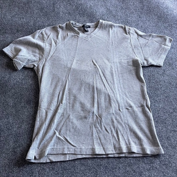 Alfani Other - Alfani Mens Gray Ribbed V-Neck T-Shirt 100% Cotton Short Sleeve Size Large L